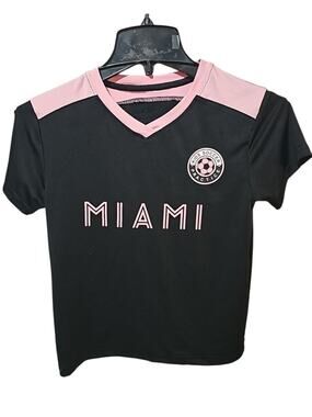 Kids Messi Miami Soccer Practice Jersey Black Pink Youth Approx Small